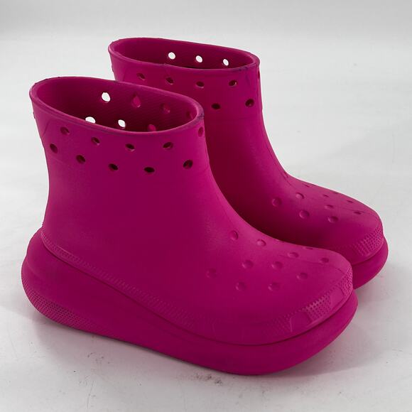 Crocs Crush Rain Boots 6 Pink Ankle Booties Slip on Comfort Glam - Picture 5 of 8